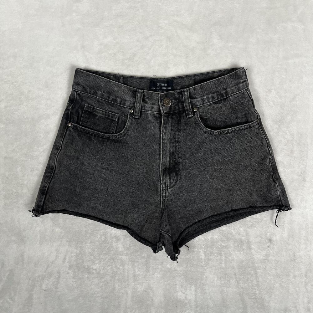 Cotton On Shorts Womens 4 Gray High A Line Denim Cutoff Raw Hem Casual Summer